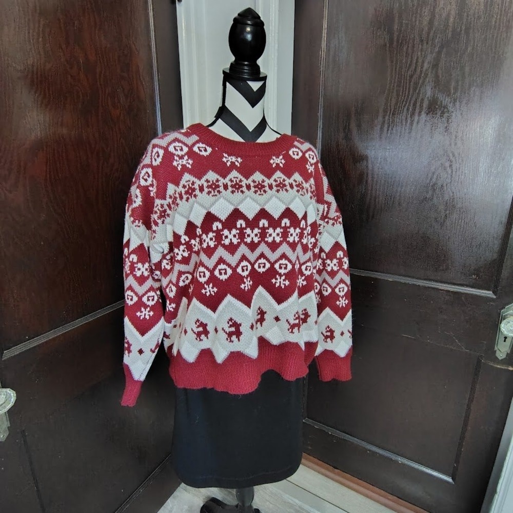 Fair Isle Snowflake Womens‎ Sz 18-20 Cabincore Nordic Cozy Winter